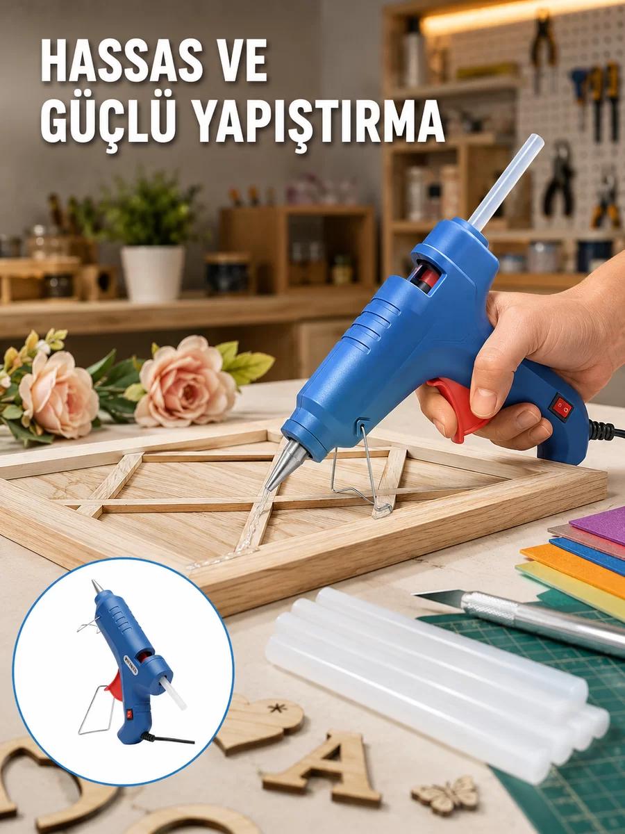 Sıcak Mum Tabancası 40W 5 Silikon Hediyeli Kolay ve Hızlı Yapıştırma Yeni Nesil 1 Sıcak Mum Tabancası 40W 5 Silikon Hediyeli Kolay ve Hızlı Yapıştırma Yeni Nesil