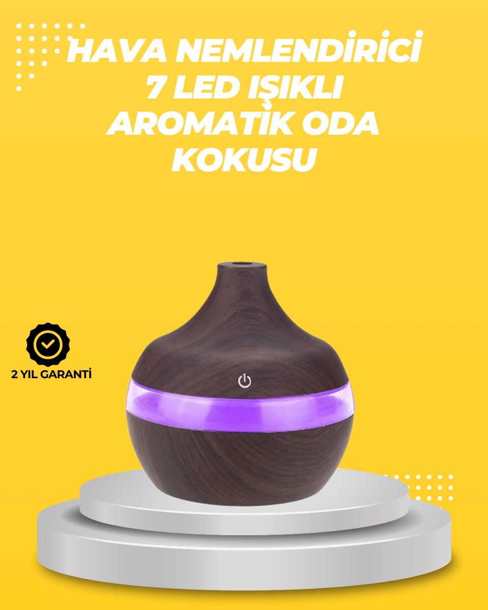 7 Renk LED Işıklı Ultrasonik Aroma Difüzör 300 ml 1 7 Renk LED Işıklı Ultrasonik Aroma Difüzör 300 ml