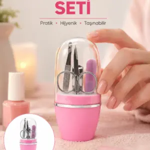 Tırnak Bakım Manikür Pedikür Seti 4 Parça Pembe Minimal ve Dayanıklı Yeni Nesil
