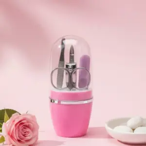 Tırnak Bakım Manikür Pedikür Seti 4 Parça Pembe Ev ve Seyahat Uyumlu