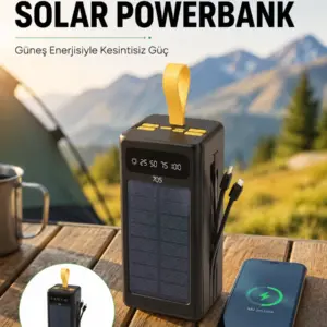 Güneş Enerjili Powerbank Dijital Göstergeli Taşınabilir Güç Kaynağı Yeni Nesil