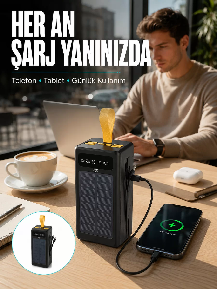 Kamp ve Outdoor Kullanıma Uygun Güneş Panelli Powerbank Yeni Nesil 1 Kamp ve Outdoor Kullanıma Uygun Güneş Panelli Powerbank Yeni Nesil