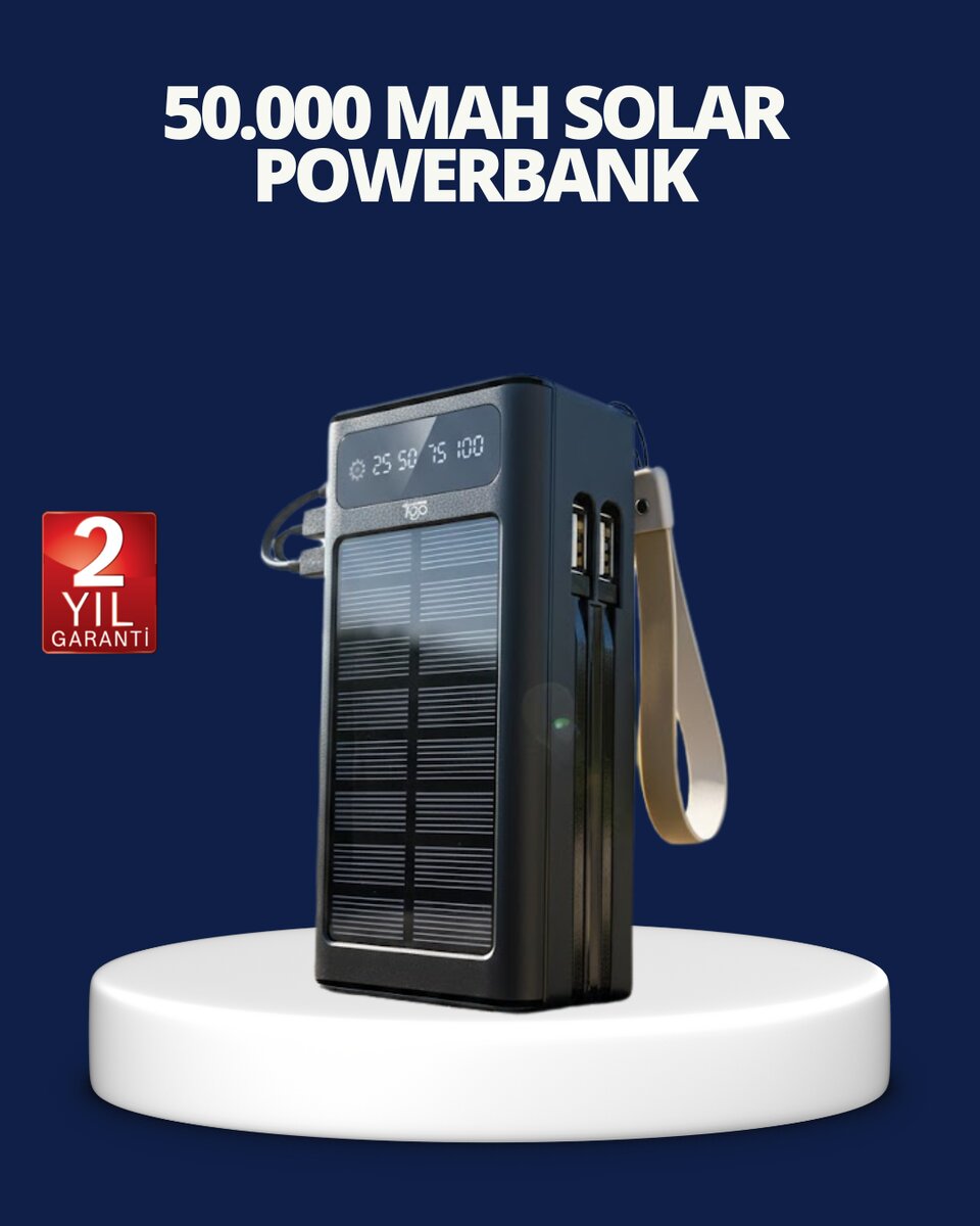 Güneş Panelli Powerbank LED Işıklı Taşınabilir Şarj Cihazı 1 Güneş Panelli Powerbank LED Işıklı Taşınabilir Şarj Cihazı
