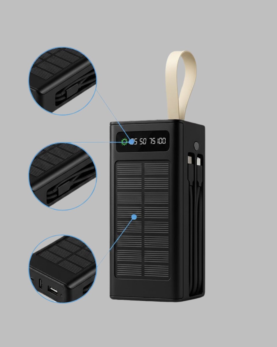 Güneş Panelli Powerbank LED Işıklı Taşınabilir Şarj Cihazı 2 Güneş Panelli Powerbank LED Işıklı Taşınabilir Şarj Cihazı - Görsel 2