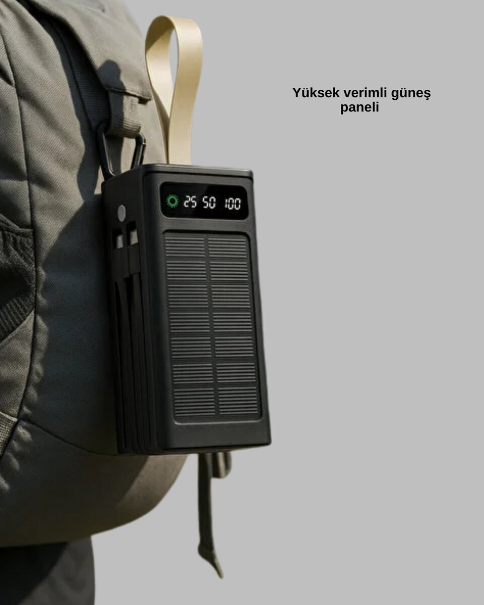 Güneş Panelli Powerbank LED Işıklı Taşınabilir Şarj Cihazı 4 Güneş Panelli Powerbank LED Işıklı Taşınabilir Şarj Cihazı - Görsel 4