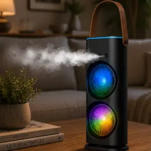 Çift Fanlı Nemlendiricili Masaüstü Soğutucu USB Girişli Sessiz Serinletici
