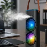 Çift Başlıklı Taşınabilir Fan RGB Işıklı Sprey Nemlendiricili Masaüstü Serinletici Fan