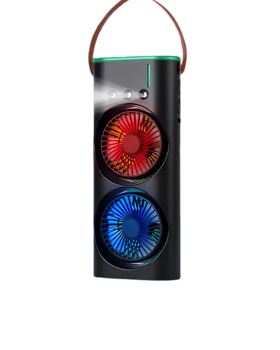 Çift Başlıklı Taşınabilir Fan RGB Işıklı Sprey Nemlendiricili Masaüstü Serinletici Fan 2 Çift Başlıklı Taşınabilir Fan RGB Işıklı Sprey Nemlendiricili Masaüstü Serinletici Fan - Görsel 2