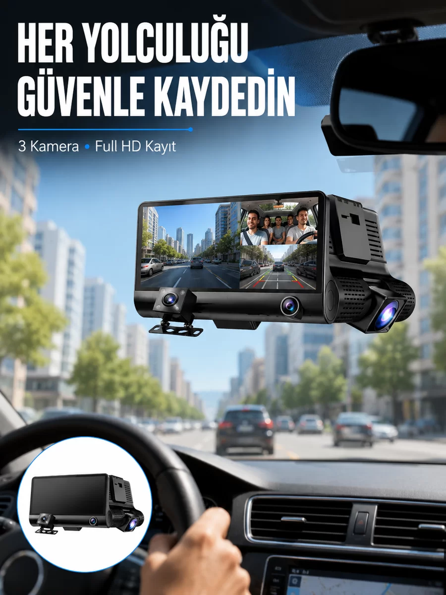 Çift ve Üçlü Lens Seçeneği ile Tüm Açılardan Kayıt Yapan Araç Kamerası Yeni Nesil 1 Çift ve Üçlü Lens Seçeneği ile Tüm Açılardan Kayıt Yapan Araç Kamerası Yeni Nesil