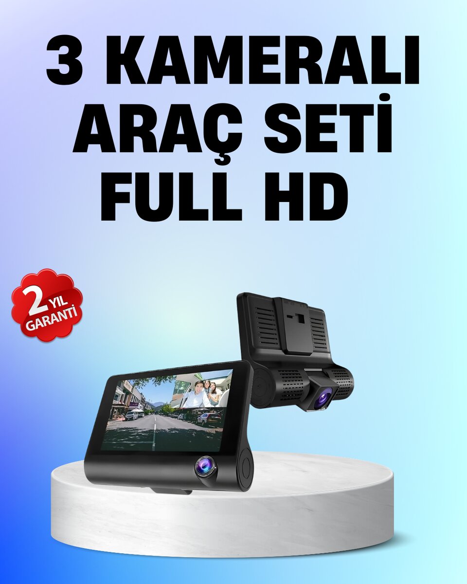 Full HD 1080P 3 Kameralı Araç DVR – Gece Görüşlü ve G-Sensörlü Güvenlik Çözümü 1 Full HD 1080P 3 Kameralı Araç DVR – Gece Görüşlü ve G-Sensörlü Güvenlik Çözümü