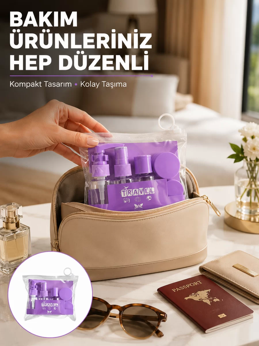Seyahat Bakım Seti 5 Parça Sızdırmaz Şeffaf Kapaklı 30ml Yeni Nesil 1 Seyahat Bakım Seti 5 Parça Sızdırmaz Şeffaf Kapaklı 30ml Yeni Nesil