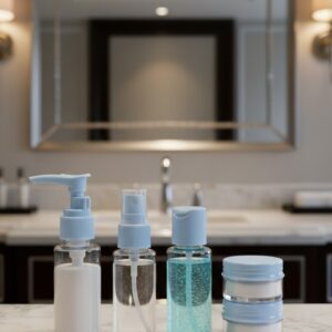 Kompakt 5’li Seyahat Banyo Şişe Takımı Çantalı