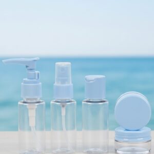 5’li Seyahat Dolum Şişe Seti 30 ml Şeffaf Taşıma Çantalı