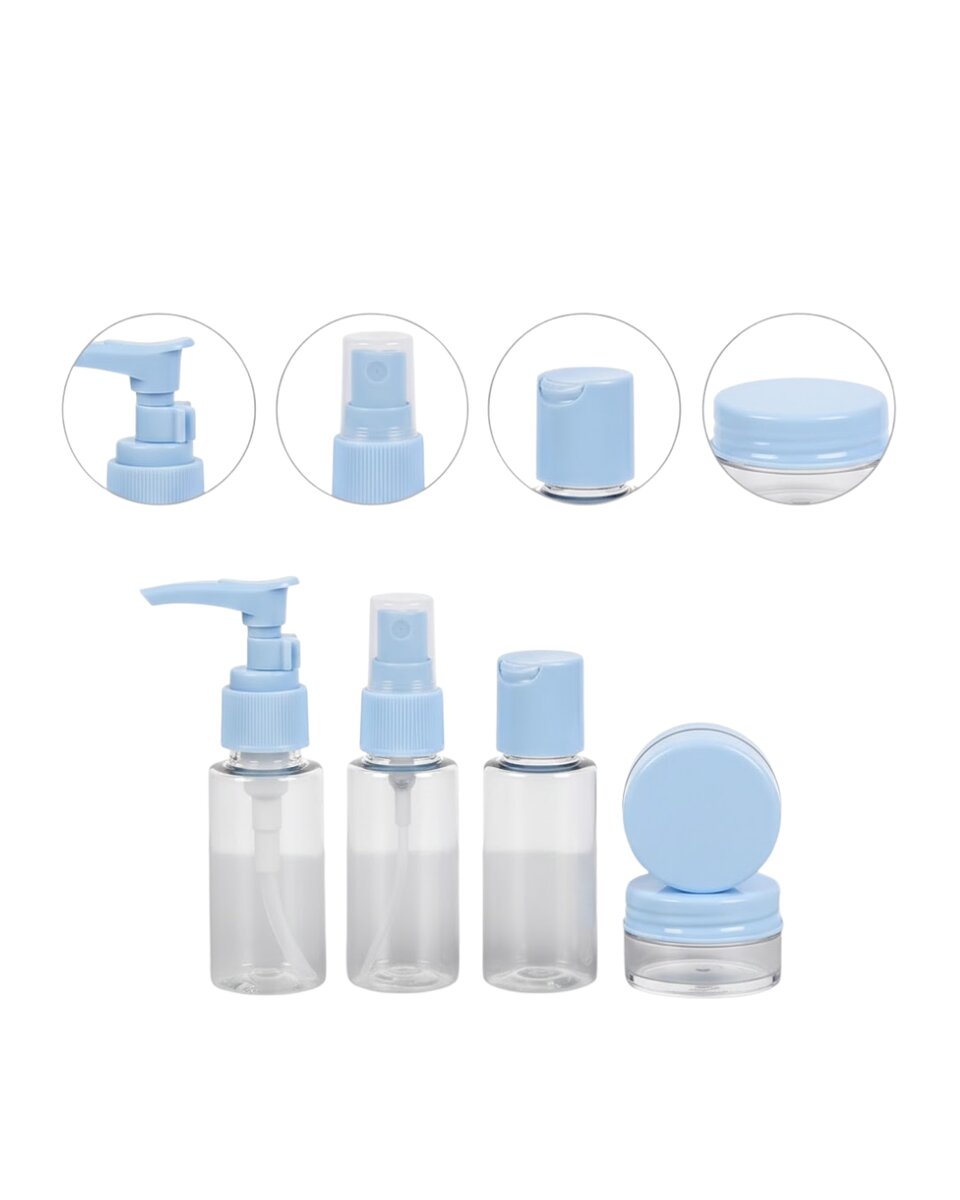 5’li Seyahat Dolum Şişe Seti 30 ml Şeffaf Taşıma Çantalı 4 5’li Seyahat Dolum Şişe Seti 30 ml Şeffaf Taşıma Çantalı - Görsel 4