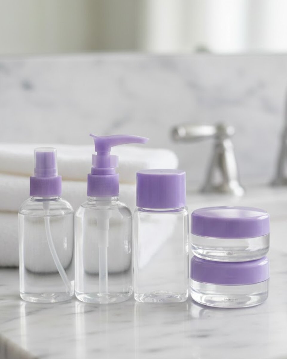 Seyahat İçin 5’li Şeffaf Kozmetik Şişe Seti 30 ml 1 Seyahat İçin 5’li Şeffaf Kozmetik Şişe Seti 30 ml