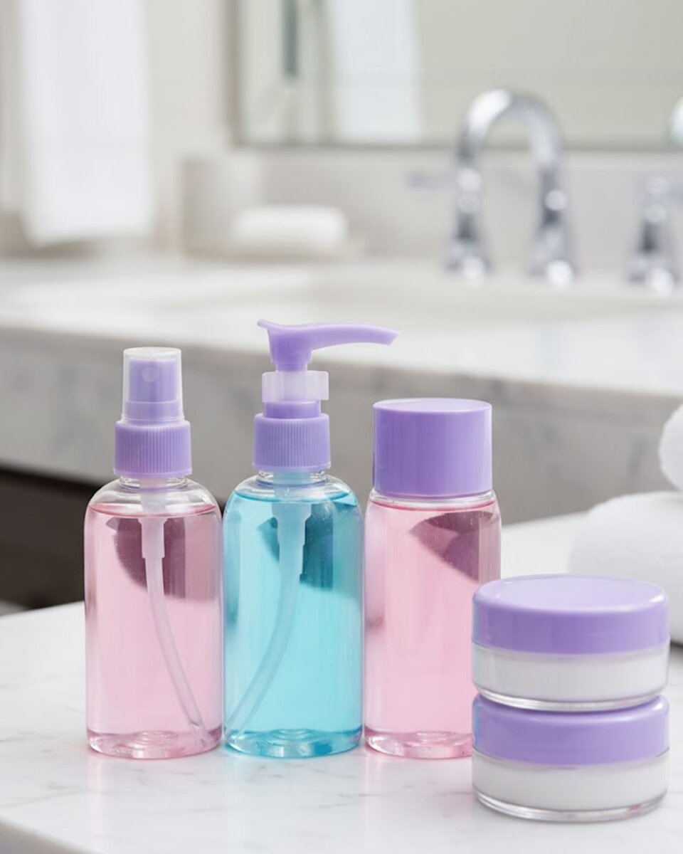 Taşınabilir 5’li Seyahat Banyo Seti Şeffaf Kozmetik Kapları 1 Taşınabilir 5’li Seyahat Banyo Seti Şeffaf Kozmetik Kapları