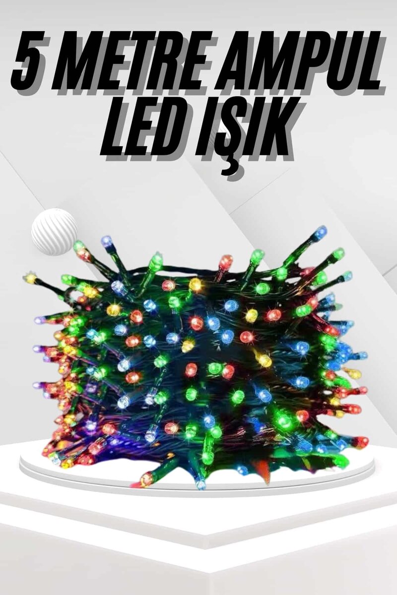 Ledli Fişli Led Dekor Lambası 5M RGB Yılbaşı Ağacı Işığı 1 Ledli Fişli Led Dekor Lambası 5M RGB Yılbaşı Ağacı Işığı