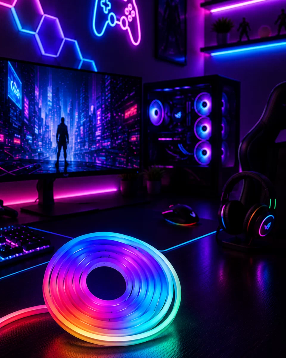 Kumandalı Su Geçirmez RGB Led Şerit Işık Müzik Senkronlu Neon Led 1 Kumandalı Su Geçirmez RGB Led Şerit Işık Müzik Senkronlu Neon Led