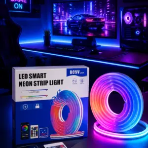RGB Neon Led Şerit Işık Kumandalı USB Girişli Su Geçirmez Şerit Led