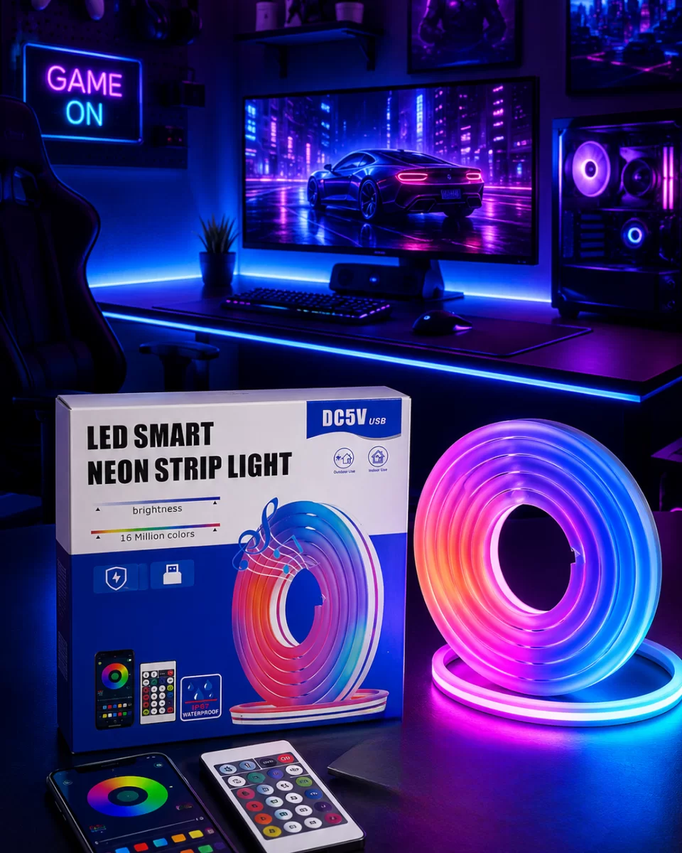 RGB Neon Led Şerit Işık Kumandalı USB Girişli Su Geçirmez Şerit Led 1 RGB Neon Led Şerit Işık Kumandalı USB Girişli Su Geçirmez Şerit Led