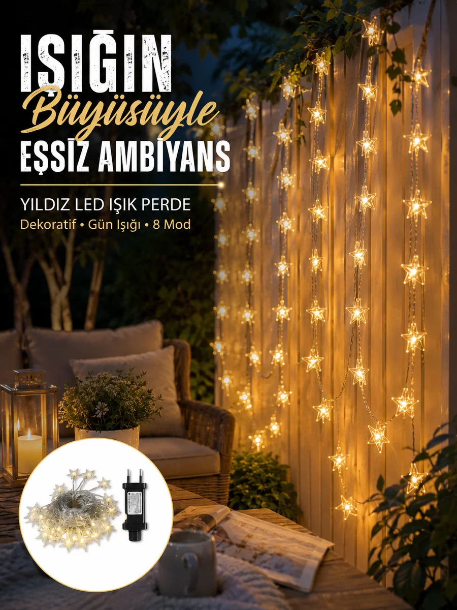 Dekoratif Yıldız Led Aydınlatma 20 Ledli 5 Metre Günışığı Yeni Nesil 1 Dekoratif Yıldız Led Aydınlatma 20 Ledli 5 Metre Günışığı Yeni Nesil