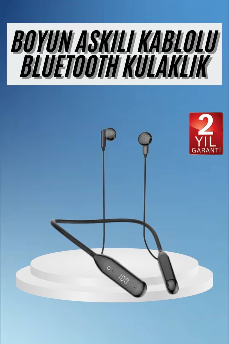 Boyun Bantlı Kablolu Yüksek Ses Kaliteli Bluetooth Kulaklık Uzun Pil Ömrü 100 saat sarj 1 Boyun Bantlı Kablolu Yüksek Ses Kaliteli Bluetooth Kulaklık Uzun Pil Ömrü 100 saat sarj