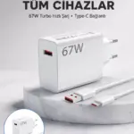 67 Watt Güvenli Hızlı Şarj Adaptörü Samsung M31 M33 M51 Uyumlu Yeni Nesil
