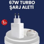 67 Watt Hızlı Şarj Adaptörü Samsung S20 S21 S22 S23 Uyumlu