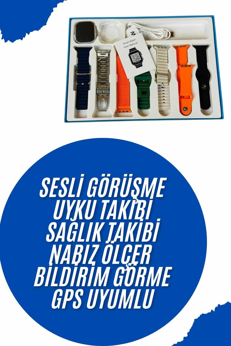 Akıllı Saat 7 Kordon Hediyeli Takvim Alarm Nabız Ölçer Bildirim Görme Sesli Görüşme 2 Akıllı Saat 7 Kordon Hediyeli Takvim Alarm Nabız Ölçer Bildirim Görme Sesli Görüşme - Görsel 2