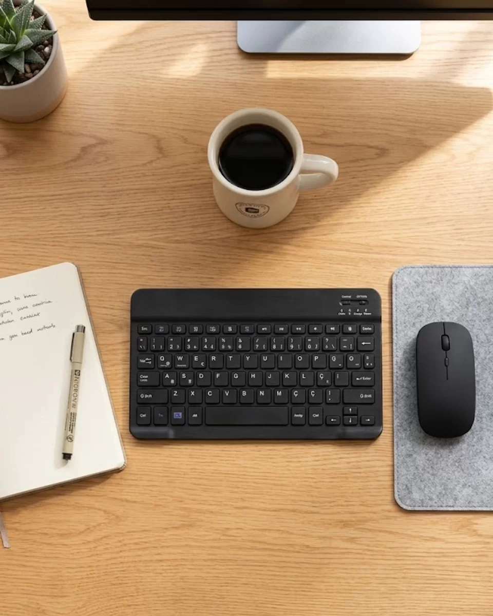 Kablosuz Klavye ve Mouse Kombosu Bluetooth Uyumlu Sessiz Set 1 Kablosuz Klavye ve Mouse Kombosu Bluetooth Uyumlu Sessiz Set
