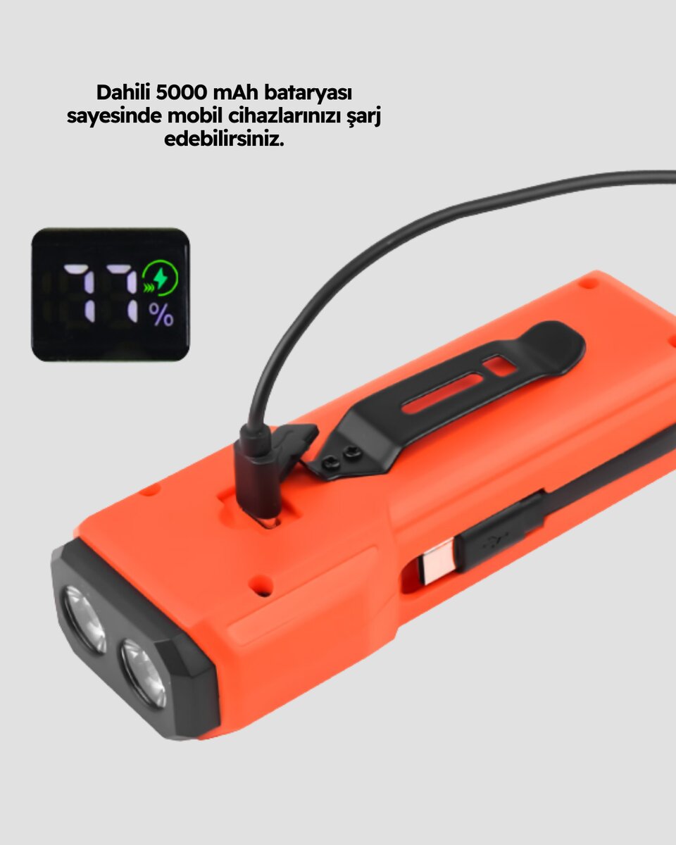 Su Geçirmez Bisiklet Işığı 5000 mAh Powerbankli Ön Far 2 Su Geçirmez Bisiklet Işığı 5000 mAh Powerbankli Ön Far - Görsel 2
