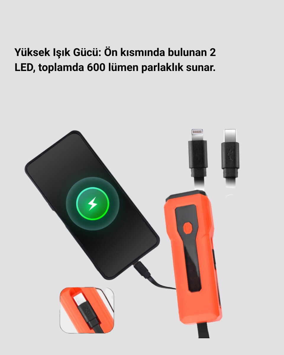 Su Geçirmez Bisiklet Işığı 5000 mAh Powerbankli Ön Far 3 Su Geçirmez Bisiklet Işığı 5000 mAh Powerbankli Ön Far - Görsel 3