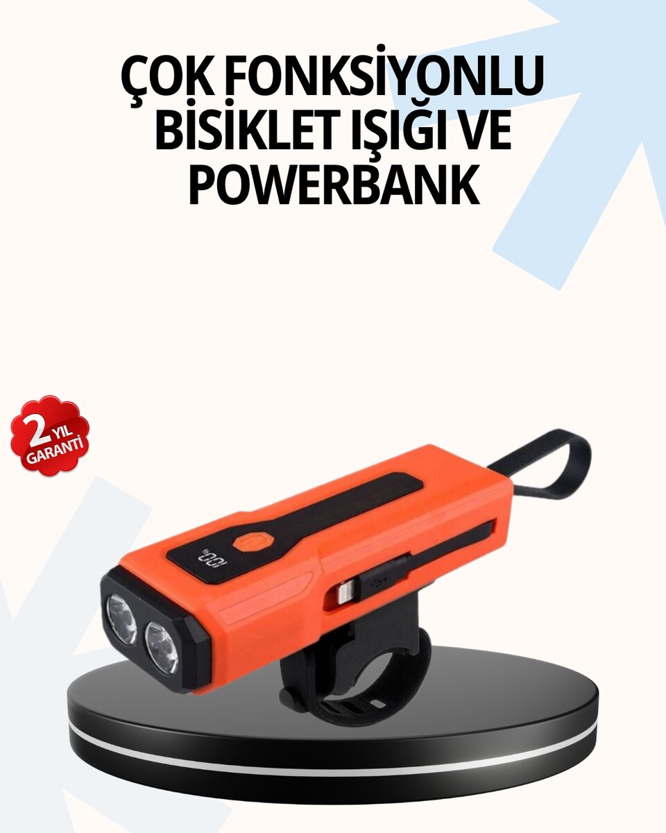 Powerbank Özellikli Bisiklet Işığı Dijital Göstergeli Led 1 Powerbank Özellikli Bisiklet Işığı Dijital Göstergeli Led