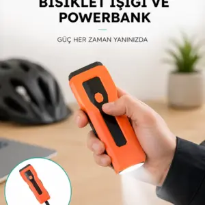5000 mAh Bataryalı Bisiklet Farı COB Çakar Çok Fonksiyonlu Yeni Nesil