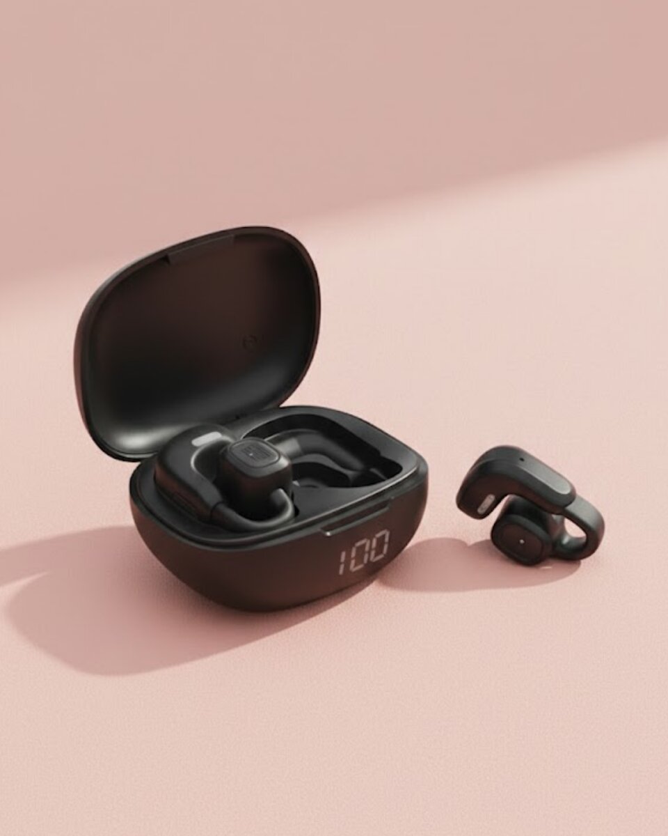 Açık Tasarım Kablosuz Bluetooth Spor Kulaklık LED Ekranlı 1 Açık Tasarım Kablosuz Bluetooth Spor Kulaklık LED Ekranlı