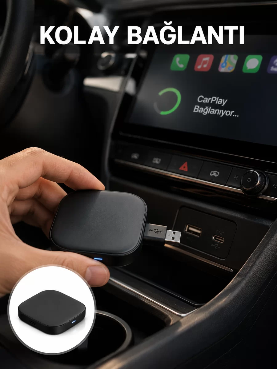 USB Girişli Tak Çalıştır Kablosuz Android Auto Cihazı Yeni Nesil 1 USB Girişli Tak Çalıştır Kablosuz Android Auto Cihazı Yeni Nesil