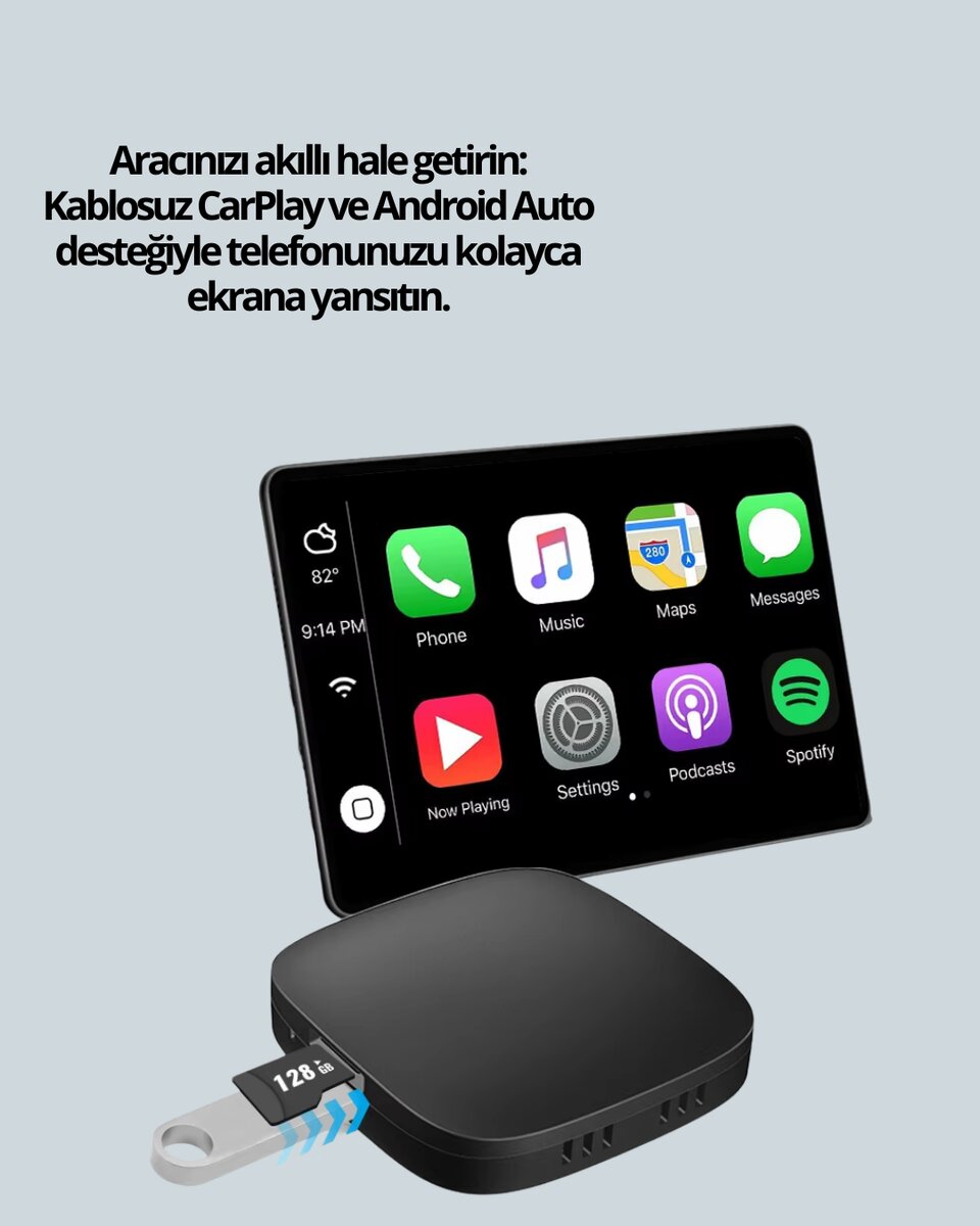 Kablosuz CarPlay ve Android Auto Dönüştürücü Adaptör 2 Kablosuz CarPlay ve Android Auto Dönüştürücü Adaptör - Görsel 2