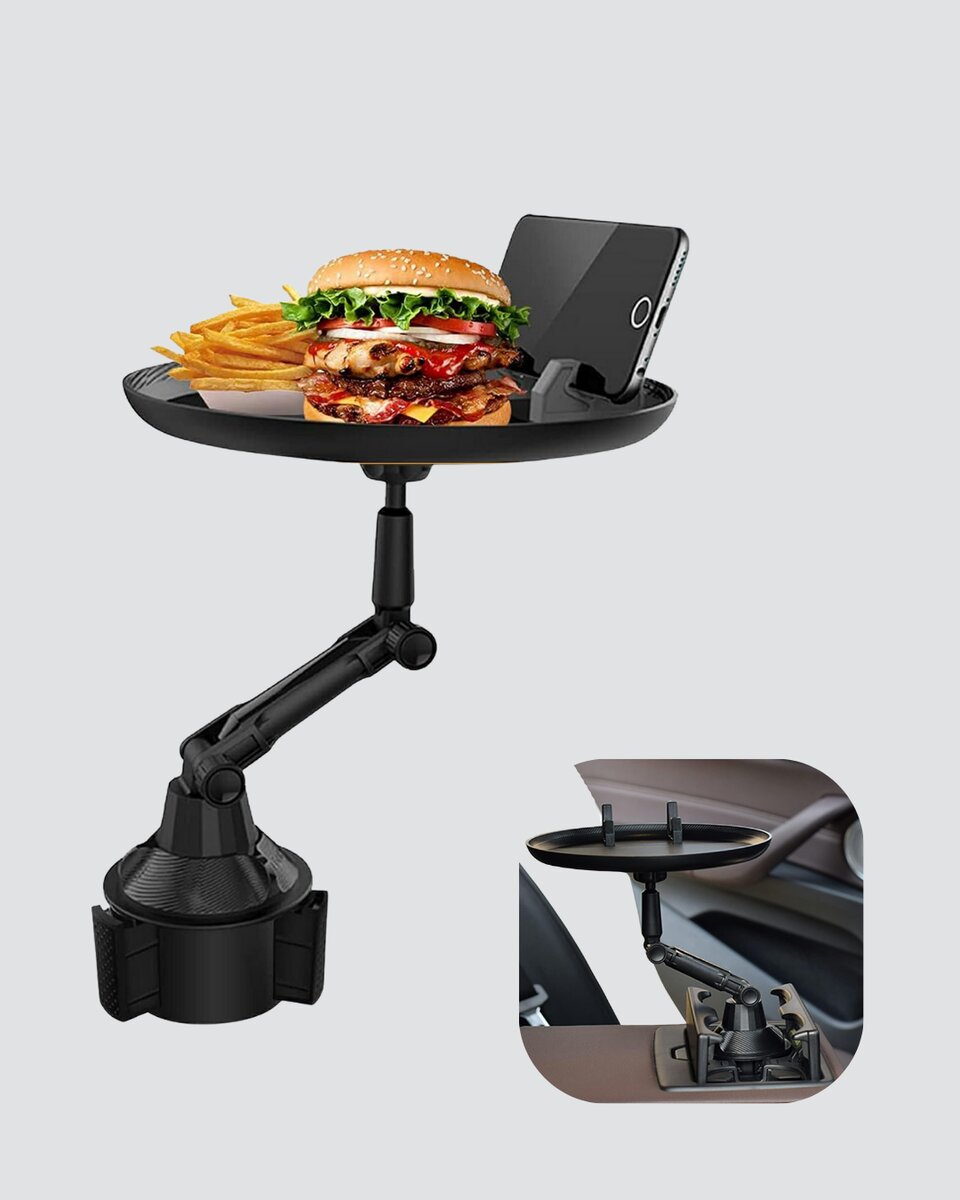 360° Döner Araç Bardaklık Tepsisi Geniş Yemek Alanlı Telefon Standlı 2 360° Döner Araç Bardaklık Tepsisi Geniş Yemek Alanlı Telefon Standlı - Görsel 2