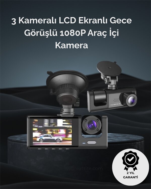 1. 3 Kameralı Full HD Araç Kamerası – Ön İç ve Arka Görüş ile %100 Kapsama 1 1. 3 Kameralı Full HD Araç Kamerası – Ön İç ve Arka Görüş ile %100 Kapsama