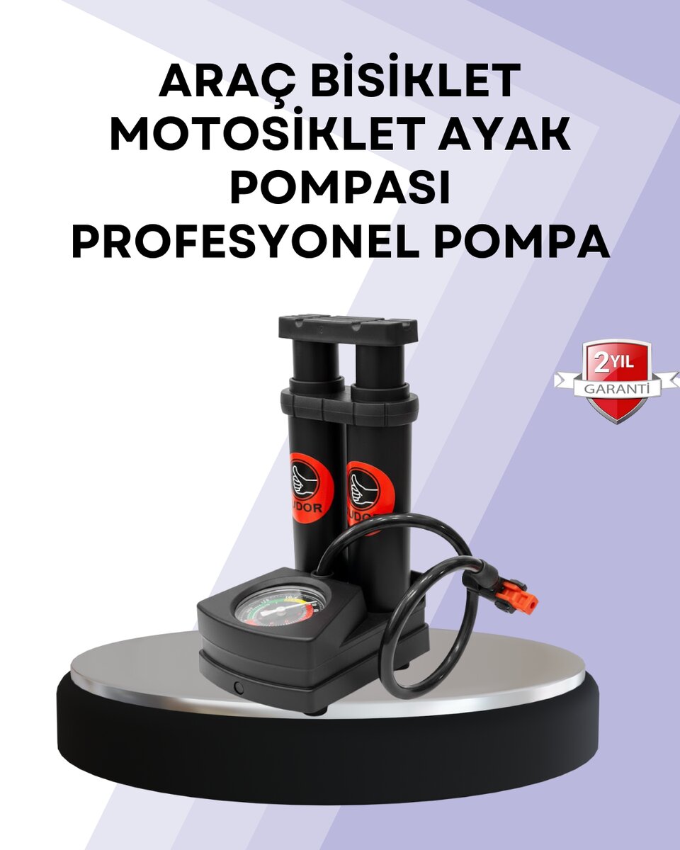 Basınç Saatli Ayak Pompası Bisiklet ve Araç Uyumlu 1 Basınç Saatli Ayak Pompası Bisiklet ve Araç Uyumlu