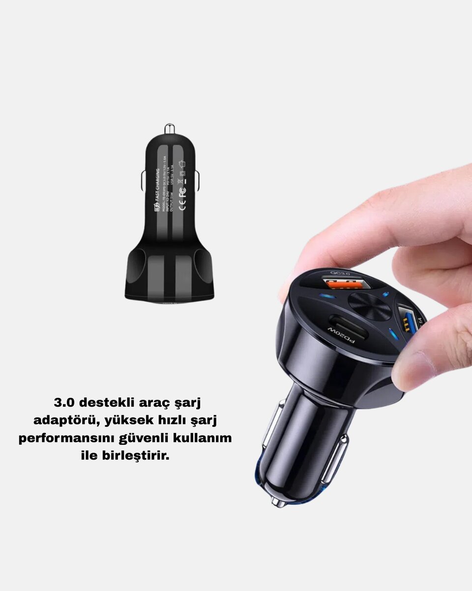 Manyetik Araç Telefon Tutucu ve Hızlı Şarj Adaptörü 2’li Set 2 Manyetik Araç Telefon Tutucu ve Hızlı Şarj Adaptörü 2’li Set - Görsel 2