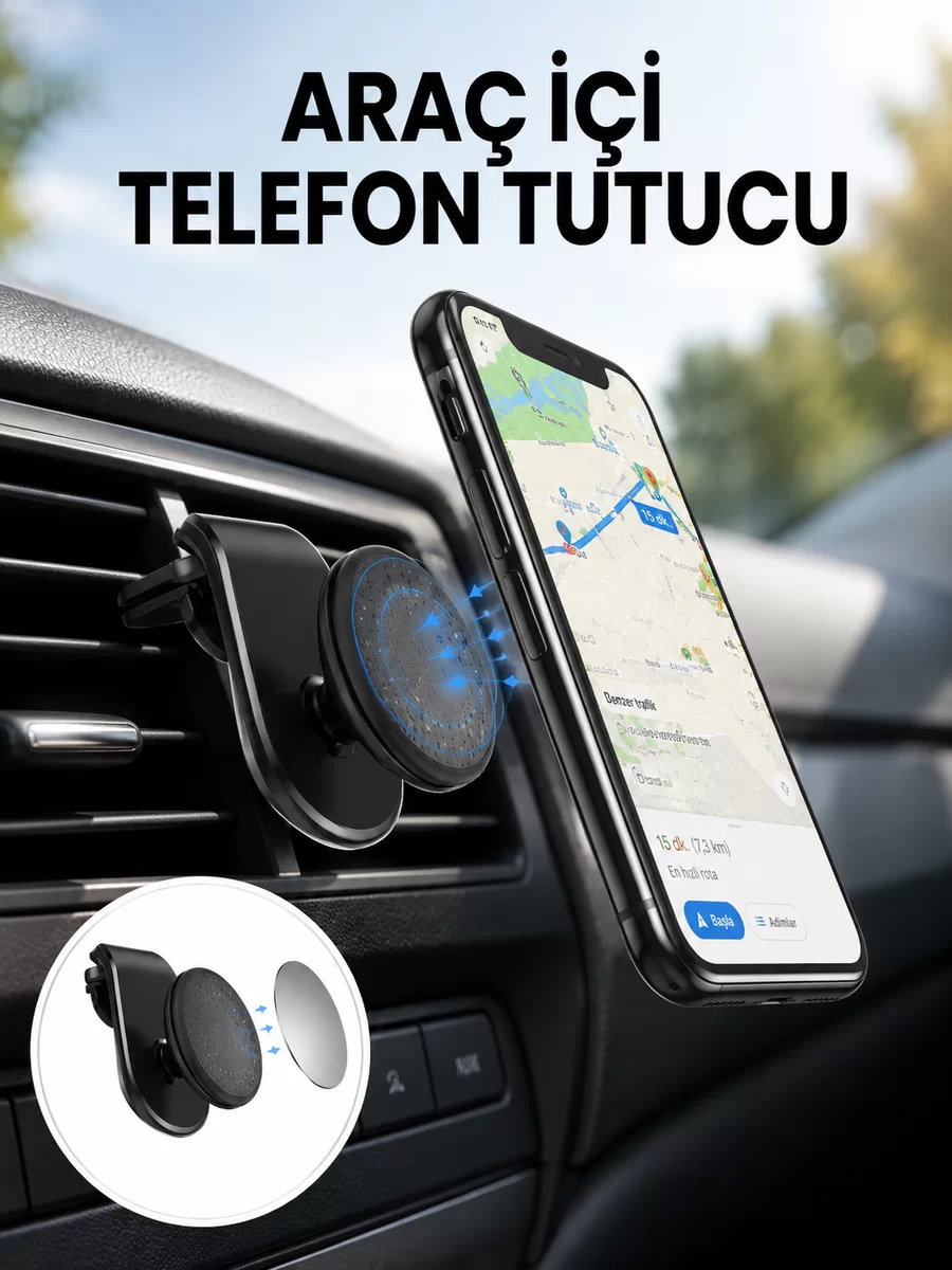 Güçlü Mıknatıslı Araç İçi Telefon Tutucu – Evrensel Uyum Yeni Nesil 1 Güçlü Mıknatıslı Araç İçi Telefon Tutucu – Evrensel Uyum Yeni Nesil
