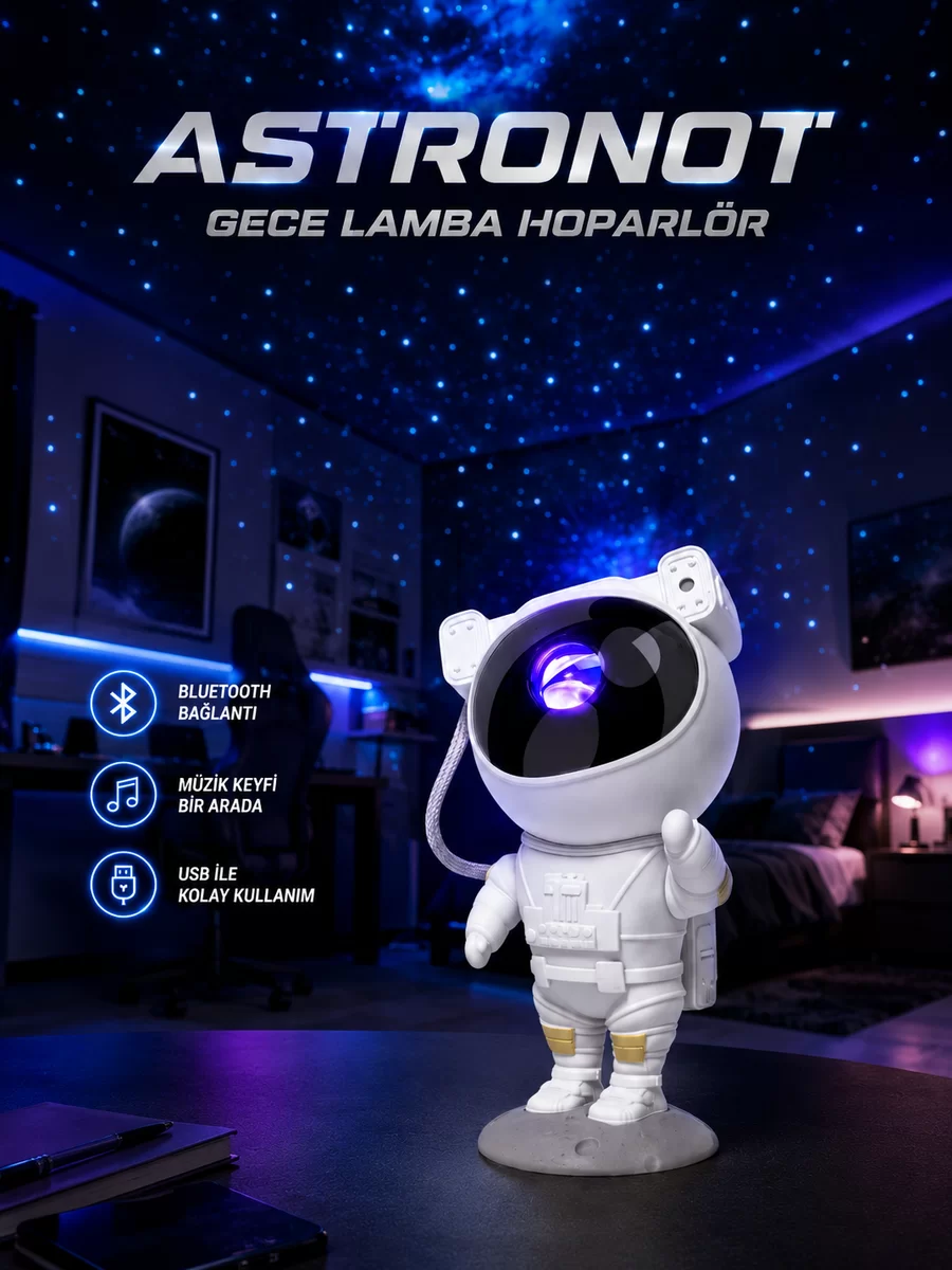 Projeksiyon Astronot Lamba Speaker Sevimli Astronot Bluetooth Hoparlör Yeni Nesil 1 Projeksiyon Astronot Lamba Speaker Sevimli Astronot Bluetooth Hoparlör Yeni Nesil