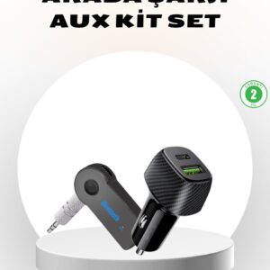 Bluetooth AUX Çevirici ve PD Destekli Araç Şarj Cihazı 2’li Set
