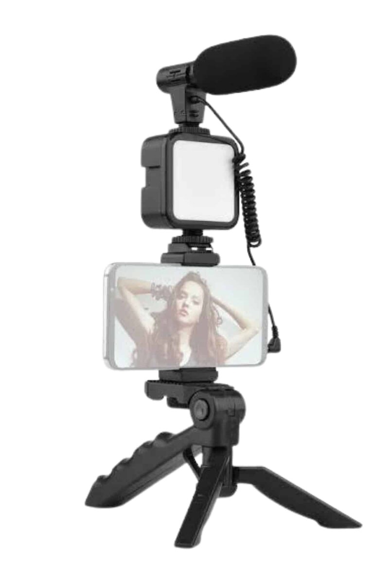 Tripod Telefon Tutucu Kumandalı Mikrofon Led Işık Vlog Video Kayıt 2 Tripod Telefon Tutucu Kumandalı Mikrofon Led Işık Vlog Video Kayıt - Görsel 2