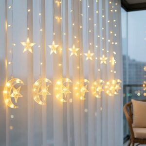 Hilal Yıldız LED Perde Işık Balkon Pencere ve Oda Dekorasyonu