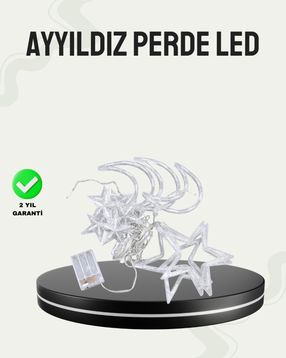 Prizli Yıldız Ay Perde LED Işık Ev ve Organizasyon Dekoru 1 Prizli Yıldız Ay Perde LED Işık Ev ve Organizasyon Dekoru