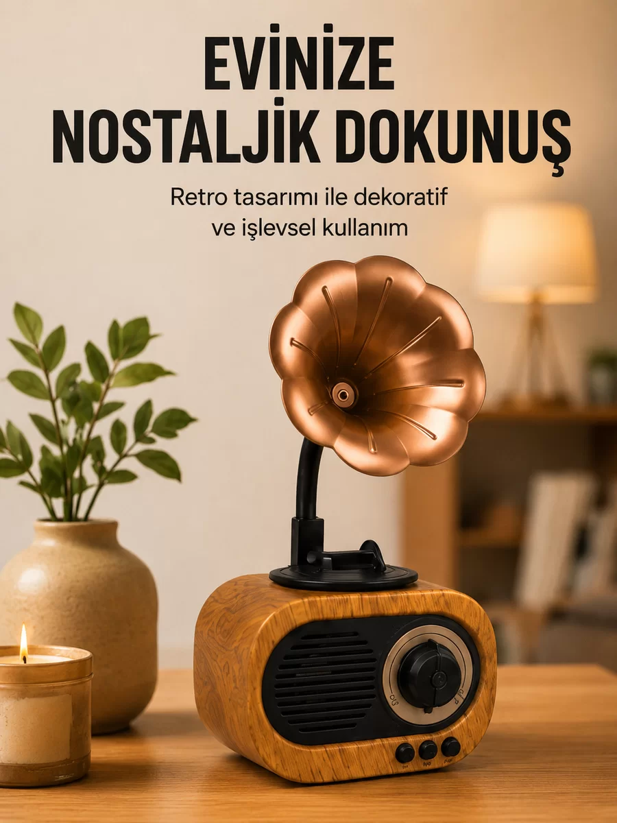 Retro Tasarımlı Mini Bluetooth Hoparlör ve FM Radyo Çoklu Medya Yeni Nesil 1 Retro Tasarımlı Mini Bluetooth Hoparlör ve FM Radyo Çoklu Medya Yeni Nesil