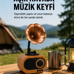 Taşınabilir Mini Retro Radyo Bluetooth Hoparlör USB SD AUX Destekli Yeni Nesil