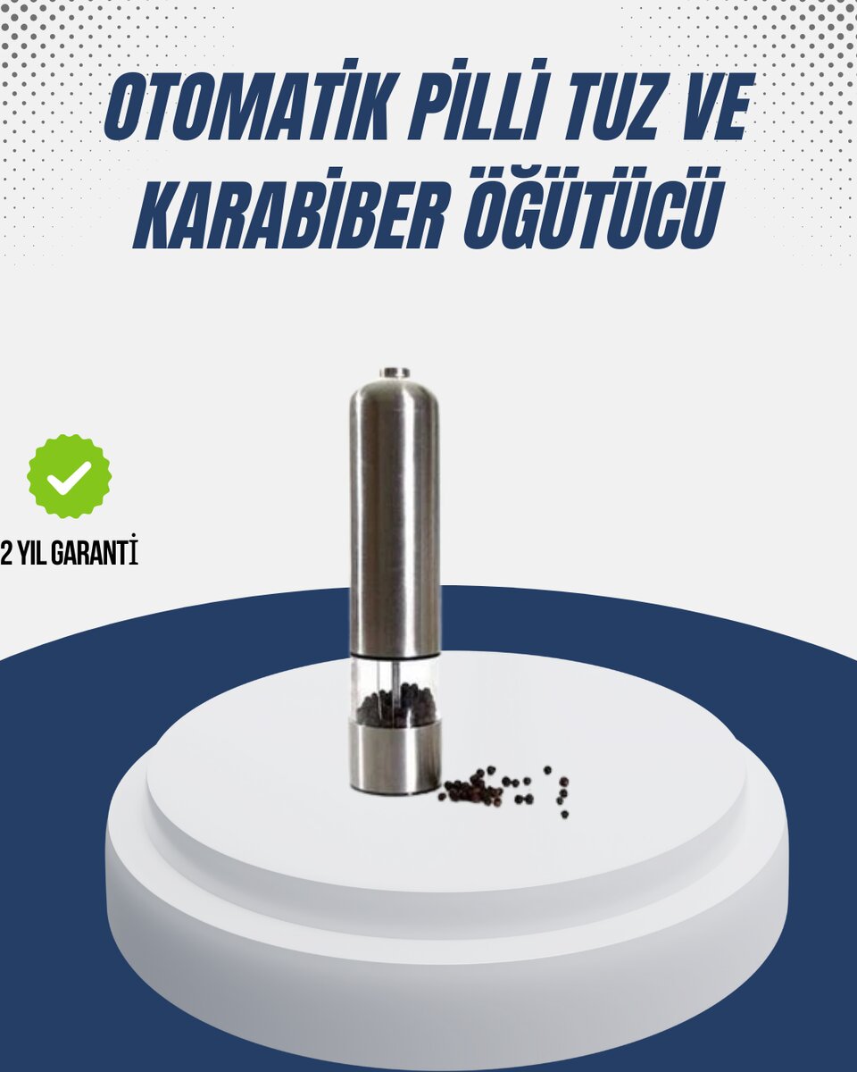 Otomatik Baharat Değirmeni Paslanmaz Gövde Ergonomik Tasarım 1 Otomatik Baharat Değirmeni Paslanmaz Gövde Ergonomik Tasarım